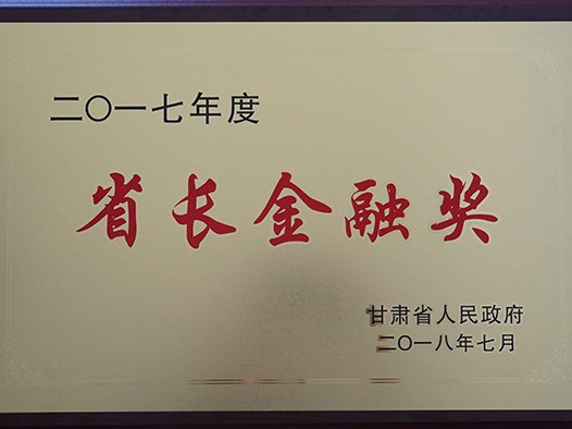 甘肃省人民政府授予2017年度省长金融奖