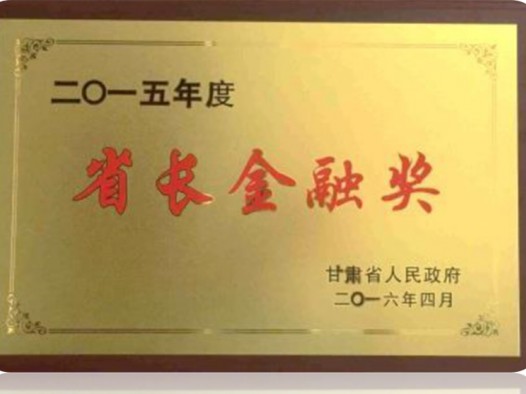 甘肃省人民政府授予2015年度省长金融奖